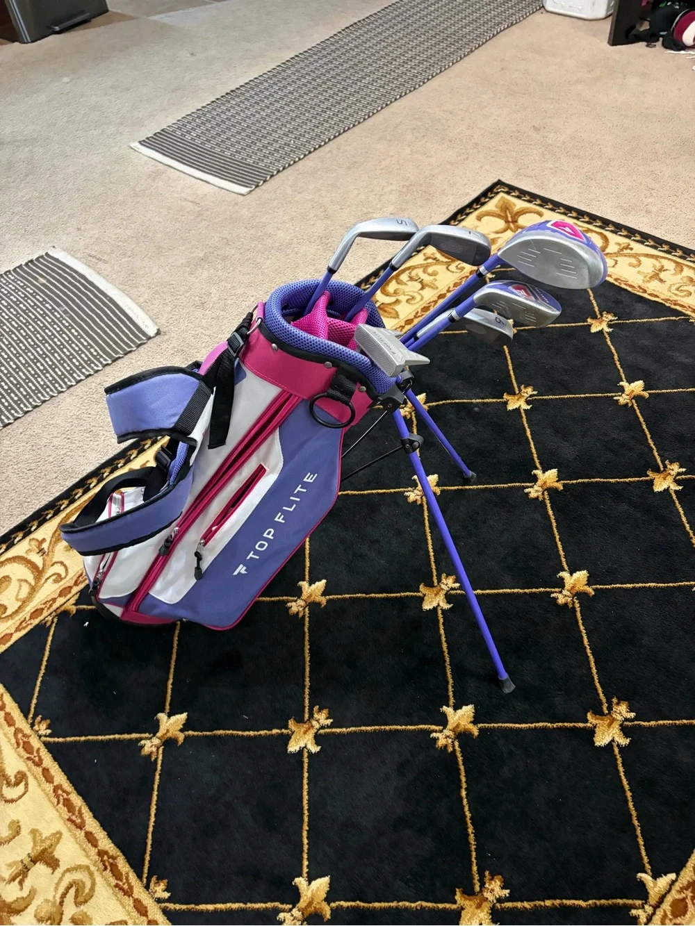Youth Golf Bag and Club Set in Pink and Purple